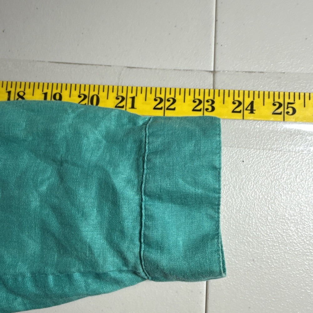 J Jill Love Linen Top Womens M Green Essential Shirt Button Up Coastal Resort - Picture 11 of 12